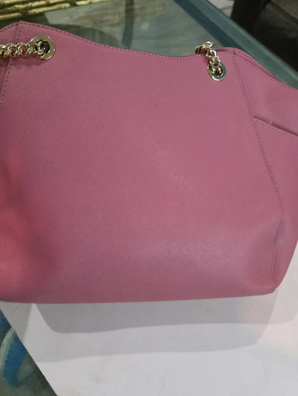 New Michael Kors Rose Pink Saffiano Leather Shoulder Bag with Gold Hardware